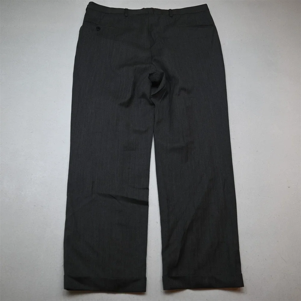 Jos A Bank 46R 38x30 Gray Herringbone 100% Wool Mens Jacket Pants Suit
